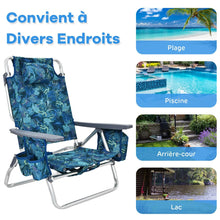 Load image into Gallery viewer, Lot de 2 Chaises de Camping Plage Pliante Table Enroulable en Aluminium Appui-tête Dossier Réglable à 5 Positions 6 Couleurs au Choix -