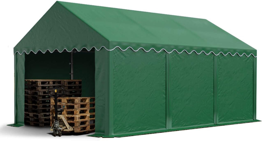 TOOLPORT Tente de Stockage 4x6 m abri bâche PVC 700 N imperméable Vert foncé
