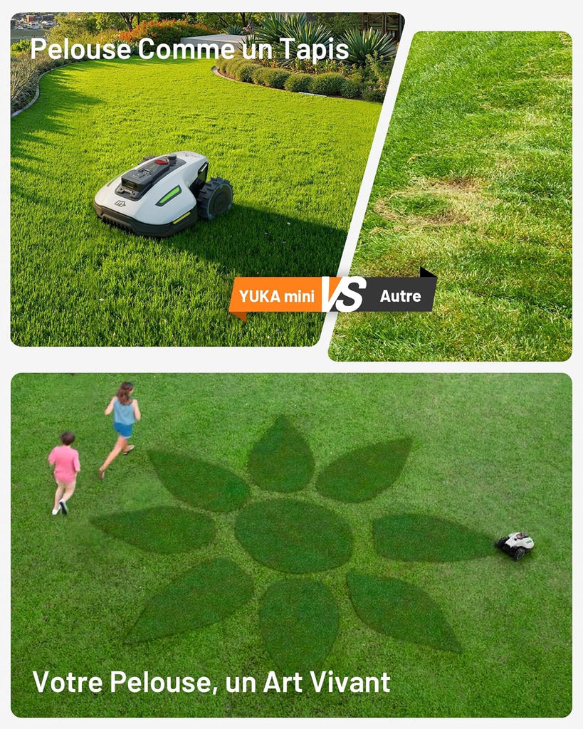 MAMMOTION YUKA Mini 500 Robot Tondeuse sans Fil Périphérique, NetRTK+Vision, Aucune Antenne RTK Requise, Recommandé 500 m², Pente à 50%, Cartographie Automatique, avec Module 4G