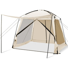 Load image into Gallery viewer, Tente de Camping pour 8-10 Personnes Tente Dôme avec Vestibule et Moustiquaire Porte Zippée Tente Portable avec Sac de Transport 300x300x250cm Beige -