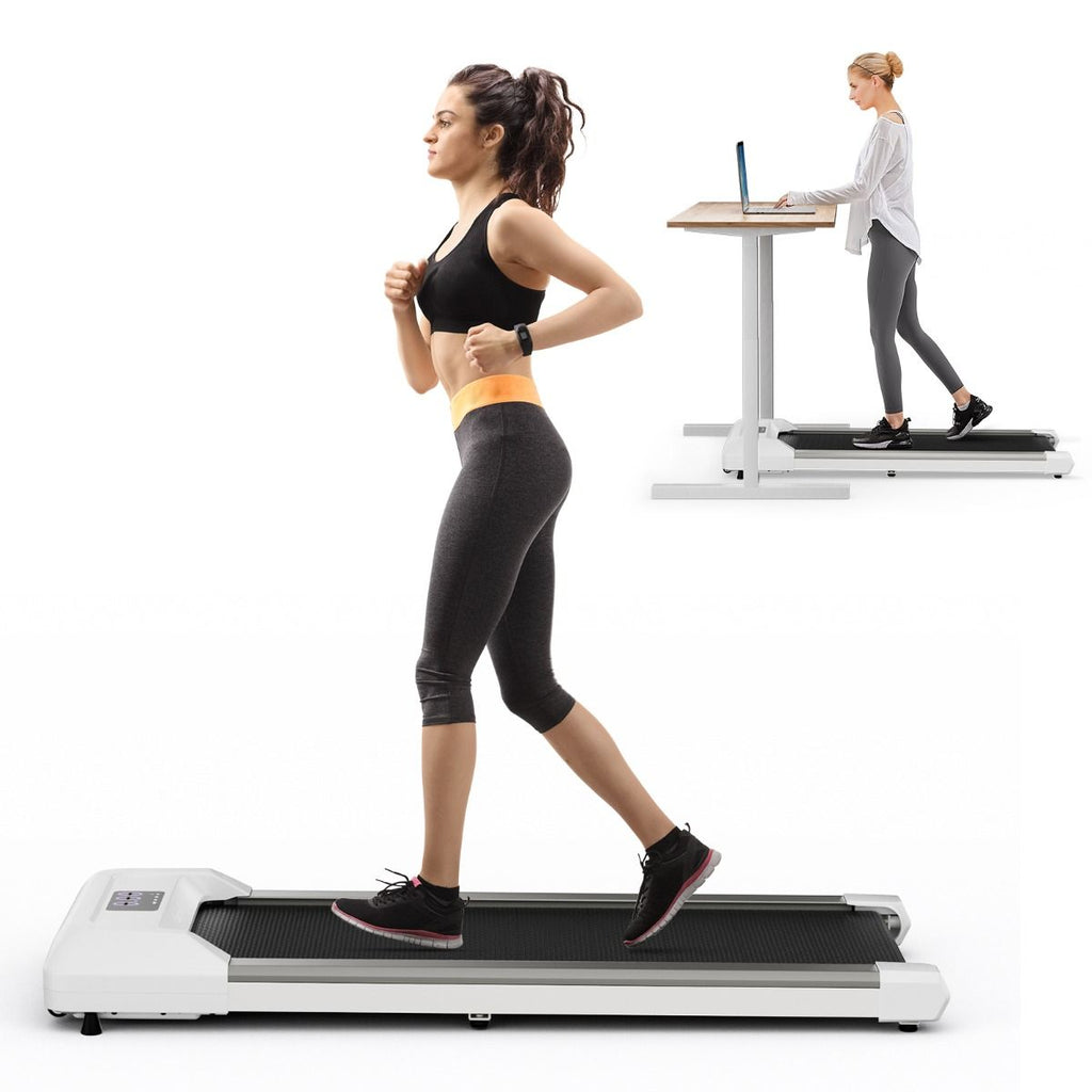Tapis de Course Mince Tapis de Jogging avec Capacit de 120 Kg Tlcommande et cran Led Inclinable  Roulettes Tapis de Course  Glisser Gris/Noir/Rose -
