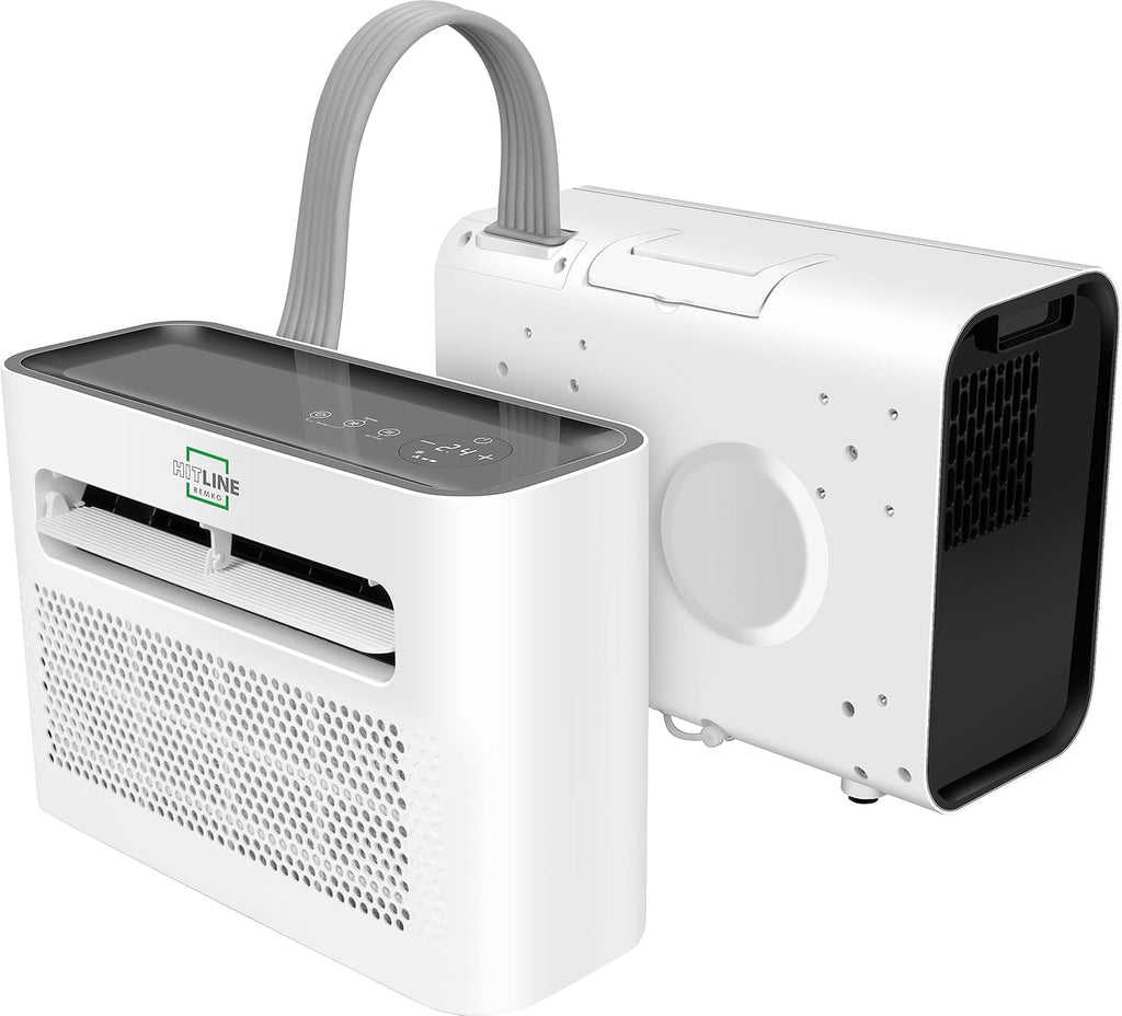 Remko Climatiseur mobile split idéal pour caravanes et campings Blanc - 1500W - Capacité 5118 BTU/hr - A++ - Mode nuit - Déshumidificateur inclus