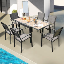 Load image into Gallery viewer, Table de Jardin Extensible en Aluminium Ajustable de 80 à 160 CM Table à Manger Extérieure Rectangulaire pour 4-6 Personnes Naturel -
