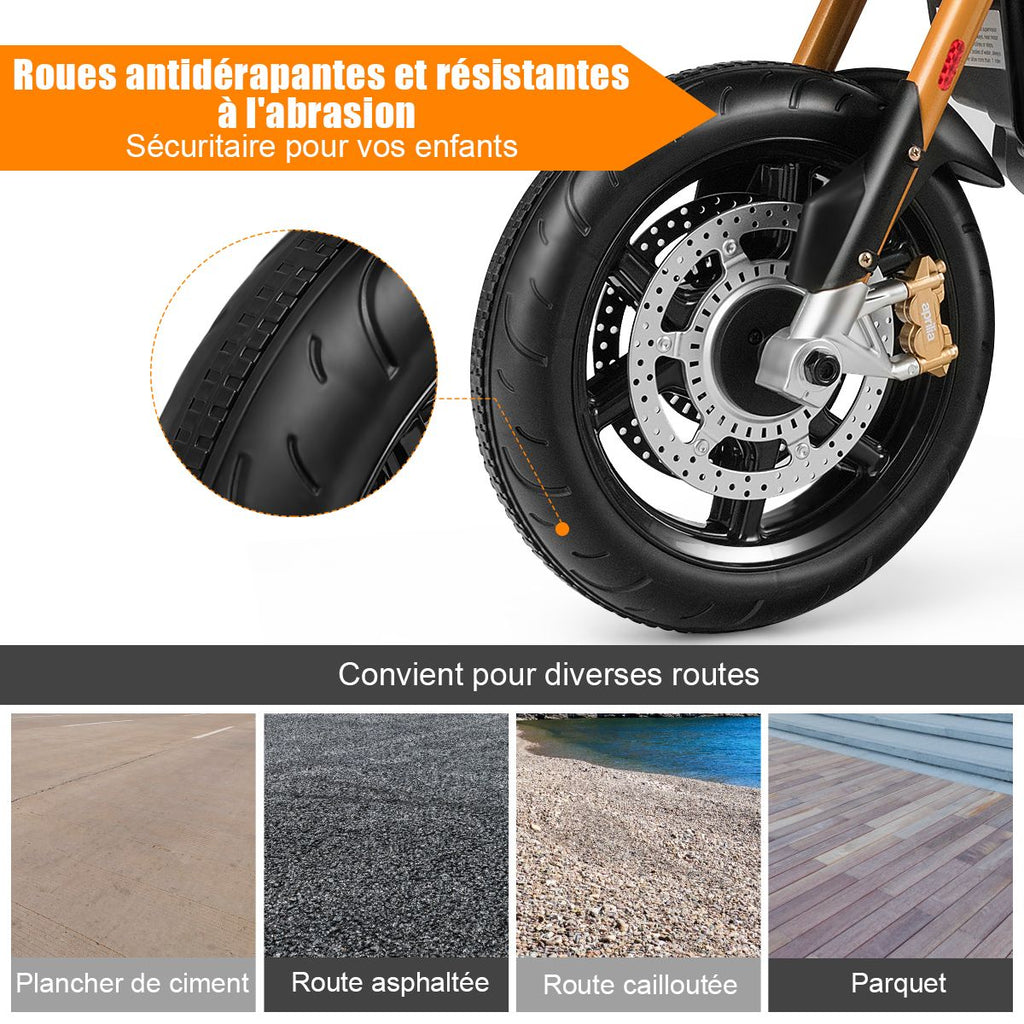 Moto Electrique pour Enfants 12V avec Lumières LED Musique MP3 Roues Antidérapantes pour Garçons et Filles 37 95 mois -