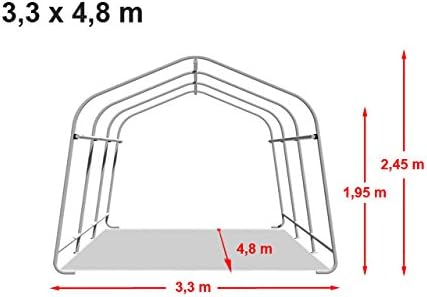 TOOLPORT 3,3 x 4,8 m Garage, abri de Stockage, PE 450 N, Tente Garage Vert foncé