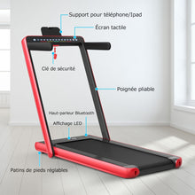 Load image into Gallery viewer, Tapis de Course Pliable 0,75HP Double Affichage LED APP et Tlcommande Vitesse Motoris 12 km/h Surface 40x100cm Rouge -