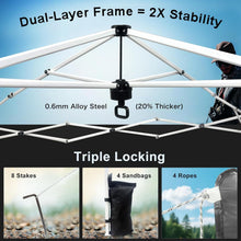 Load image into Gallery viewer, Origem Tonnelle Pliante 3x3 Imperméable &amp; 2,5 x 2,5m &amp; 3x6m avec Parois Latérales, Barnum Montage en Un Geste &amp; Sac de Rangement à roulettes, Tonnelle de Jardin Exterieur, Idéal pour Camping