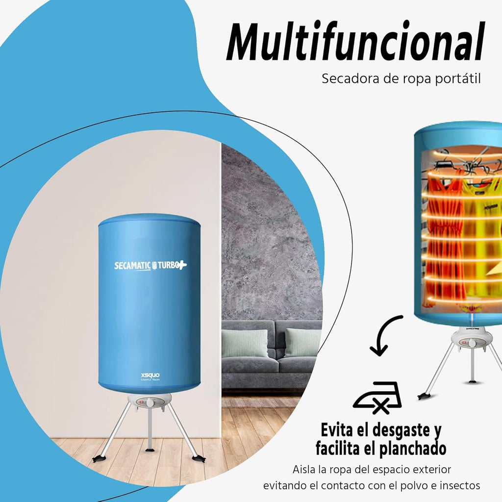 Secamatic Turbo Plus de Xsquo Useful Tech - Séchoir à linge portable sans frottement par air chaud de 1000 W