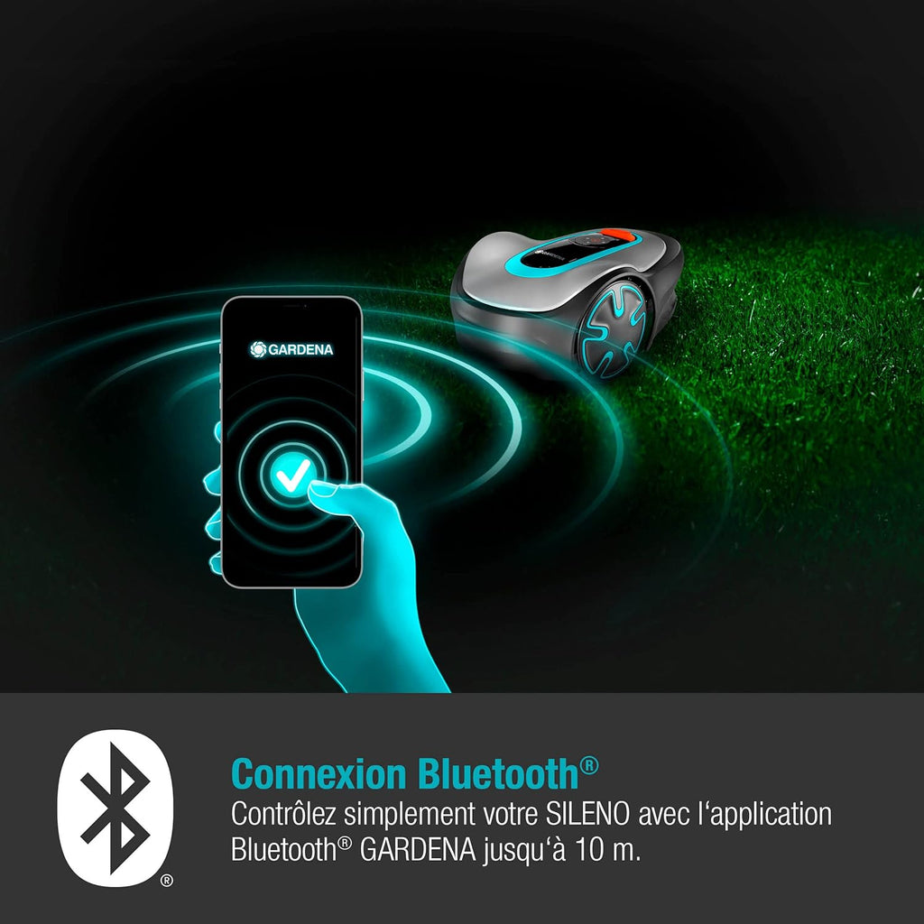 Tondeuse robot SILENO minimo 250 m² : Tondeuse intelligente avec connectivité optimale Programmable avec l'application Bluetooth® ,Version FR/NL (15201-26)