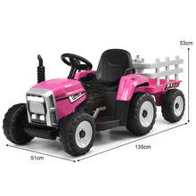 Load image into Gallery viewer, Tracteur Electrique avec Remorque pour Enfants 3 Vitesses Lumires LED Fonctions o USB et Bluetooth Jaune/Rose/Rouge/Vert/Vert Fonc/Noir -