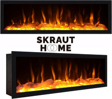 Load image into Gallery viewer, Skraut Home | Meuble TV | Banc Télé | Grand Espace de Rangement | 210 | pour Les TV jusqu'à 80" | Cheminée électrique XXL | Design Industriel | Style Moderne | Chêne