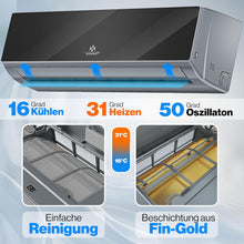 Load image into Gallery viewer, KESSER® Climatisation SET réversible - Climatiseur avec fonction WiFi/Application - Refroidissement A++/ Chauffage A+ Fluide réfrigérant R32 - Écran LCD Split 9000 BTU/h / 2600 Watt - Anthrazit