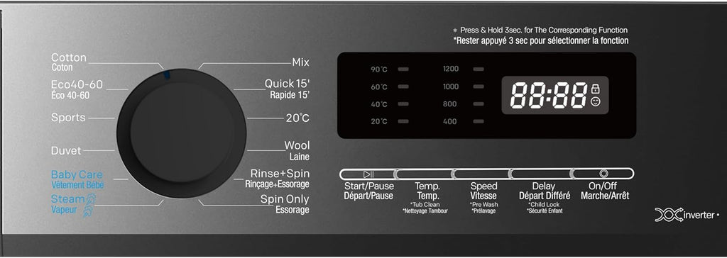 Lave-linge frontal GEDTECH GLL71200BL - 7 Kgs - 1200 tr/mn - 16 programmes - Eco - Intensif - Rapide – Très Faible conso