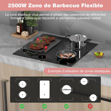 Load image into Gallery viewer, Plaque Induction 4 Feux Encastrable 6400W, Plaque de Cuisson Induction Zone Flexible, Plaque Electrique 60cm, Fonction Pause, 9 Niveaux, Controle tactile, Minuterie, Serrure pour Enfants