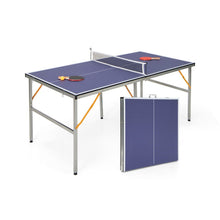 Load image into Gallery viewer, Table de Ping-Pong Pliable Peu Encombrante avec Filet Tennis de Table avec 2 Raquettes 3 Balle Pieds Rglables 180 x 90 x 76 cm -