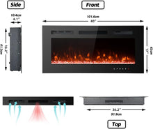 Load image into Gallery viewer, M.C.Haus Cheminée électrique Ultra-Mince, Silencieuse, 12 Couleurs de Flamme Variables, écran Tactile en Verre et Télécommande, avec Jeu de Bûches et Cristal(102cm,Noir)