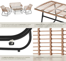 Load image into Gallery viewer, TecTake® Salon de Jardin Extérieur en Poly Rotin 4 Personnes Ensemble Canapé 2 Places 2 Fauteuil Salon et Table de Jardin, Coussins Amovibles Inclus, Amenagement Balcon Terrasse Veranda