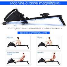 Load image into Gallery viewer, Rameur d'Appartement Pliable à Résistance 10 Niveaux Ecran Lcd Capacité 120kg Musculation Des Bras Cardio-Training Noir -