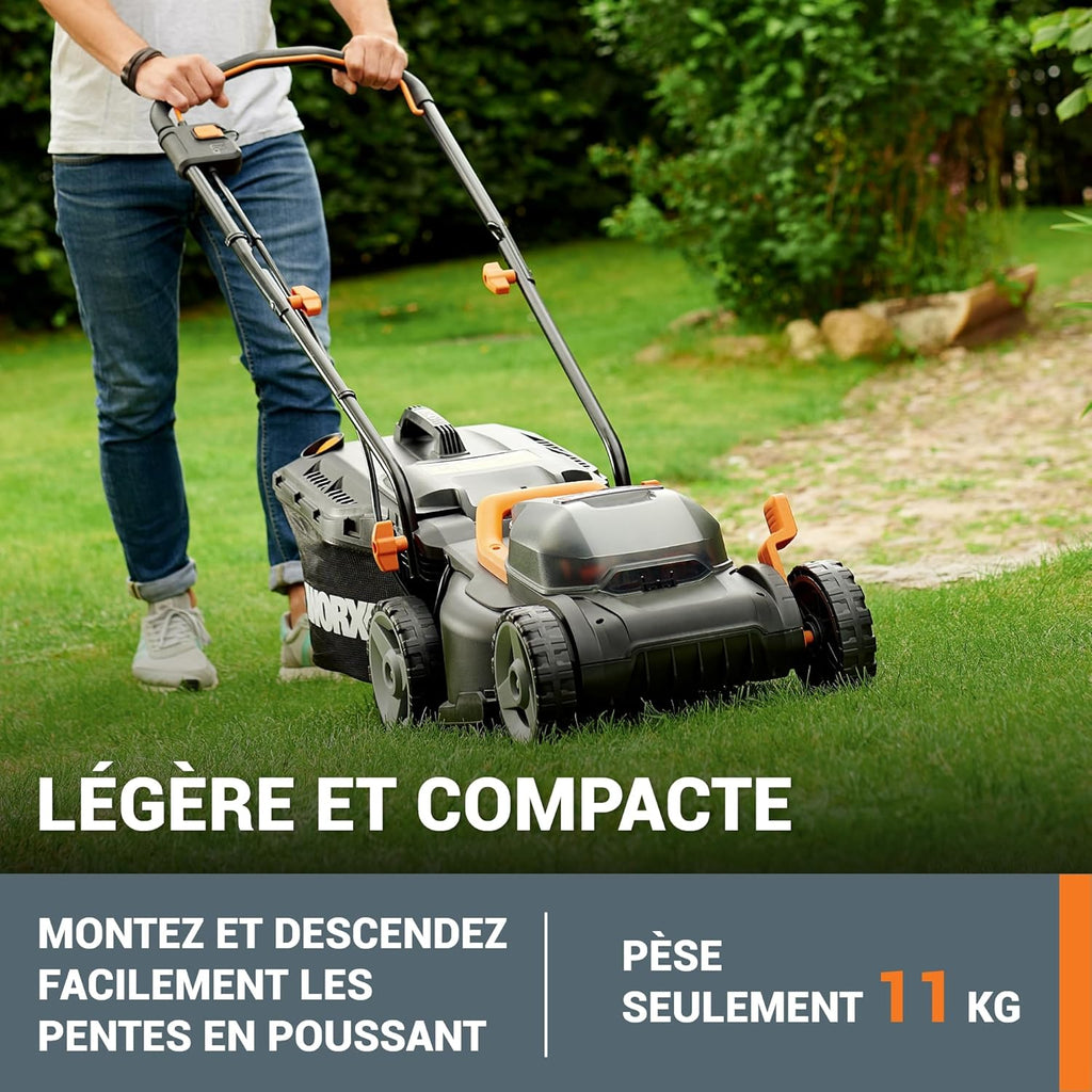 Pack Pro+ Tondeuse à Gazon 40V 460m² + Coupe-Bordures 20V + 2 Batteries 4Ah et 1 Batterie 2Ah + Chargeur Double et Chargeur Simple (Idéal pour l'Entretien du Jardin)