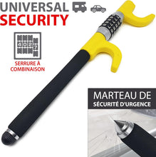 Load image into Gallery viewer, KRASER KR940B Antivol Voiture à Code Sécurité Maximale, Canne Jaune Plus Visible et Dissuasif, Robuste Bloque Volant avec Marteau d'Urgence, Bloc Barre Anti Vol Universel pour Auto, Camping-Car