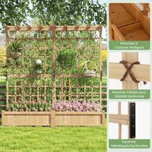 Load image into Gallery viewer, Jardinire avec 2 Treillis 2 Bacs Toit Suspendu en Bois Lit de Jardin Surlev avec 4 Trous de Drainage 180 x 48 x 183 cm Orange -