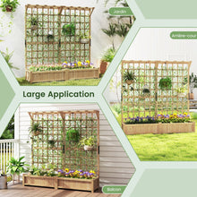 Load image into Gallery viewer, Jardinire avec 2 Treillis 2 Bacs Toit Suspendu en Bois Lit de Jardin Surlev avec 4 Trous de Drainage 180 x 48 x 183 cm Orange -