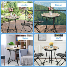 Load image into Gallery viewer, Table de Jardin Style Mosa茂que Cadre en Fer et Rev锚tement Antirouille pour 60 x 60 x 72 CM -