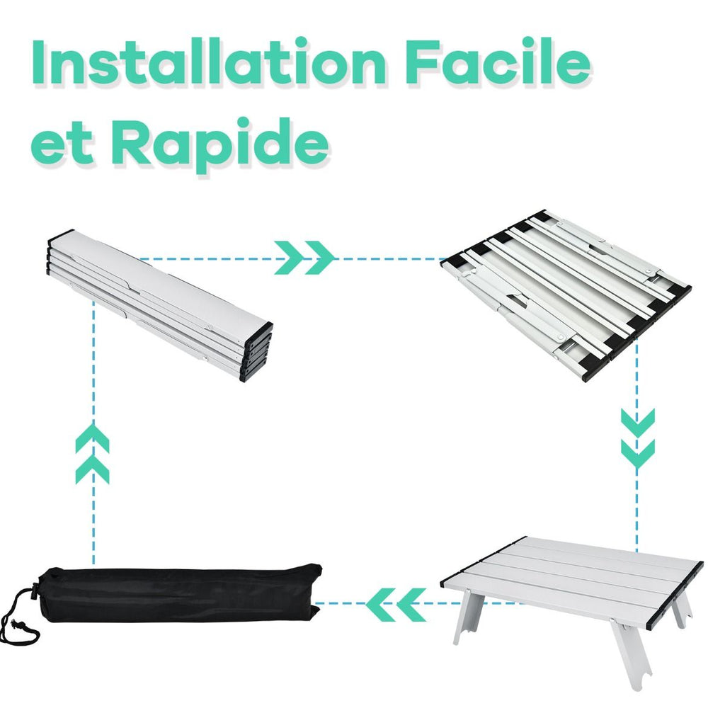 Lot de 2 Chaises de Camping Plage Pliante Table Enroulable en Aluminium Appui-tête Dossier Réglable à 5 Positions 6 Couleurs au Choix -
