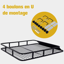 Load image into Gallery viewer, Porte-Bagages de Toit pour Voiture en Métal 122,5x102CM avec Déflecteur d’Air Capacité 75 KG Noir Accessoires Automobiles -