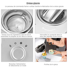 Load image into Gallery viewer, Sorbetire Turbine  Glace 1L Puissance 100W  Compresseur avec Cuillre 3 Modes de Fonctionnement Argent -