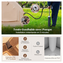 Load image into Gallery viewer, Tente de Camping Gonflable 6 m² pour 4-6 Personnes Tente en Coton Coupe-vent et Imperméable avec Pompe 7 Fenêtres à Moustiquaire Beige -