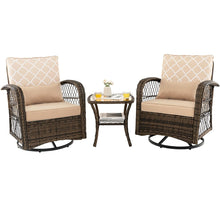 Load image into Gallery viewer, Salon de Jardin Extérieur 3PCS - 2 en Fauteuils à Bascule Pivotant à 360°Rotin PE Cadre Métal our Terrasse Balcon -