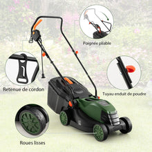 Load image into Gallery viewer, Tondeuse à Gazon Électrique Filaire 1500 W 4015 TR/Min Boîte de Collecte 35 L 3 Hauteur Réglables 25-65 MM Largeur de Coupe 34 CM Vert -