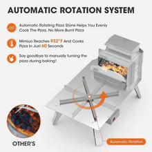 Load image into Gallery viewer, Mimiuo Four à Pizza Noir au Charbon de Bois pellets, Four à Bois Premium pour Jardin avec système de Rotation Automatique, avec Pelle et Pierre à Pizza (Tisserie W-Oven Series)