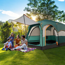 Load image into Gallery viewer, Tente de Camping pour 6 Personnes avec 2 Pièces Tente Double Couchage Double Toit Bâche en Pe Fenêtres en Maille Imperméable avec Sac de Transport Vert -