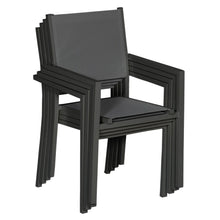 Load image into Gallery viewer, Lot de 8 chaises en aluminium anthracite - textilne gris -
