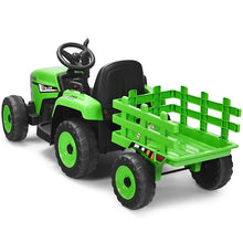 Load image into Gallery viewer, Tracteur Electrique avec Remorque pour Enfants 3 Vitesses Lumières LED Fonctions o USB et Bluetooth Jaune/Rose/Rouge/Vert/Vert Foncé/Noir -