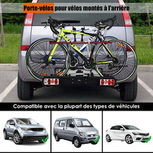 Load image into Gallery viewer, Porte-vélos pour Attelage sur SUV Berline Fourgon pour 2 Vélos Conception Intelligente de Basculement 113x72x63cm -