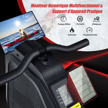 Load image into Gallery viewer, Rameur Magnétique Résistanceà 8 Niveaux Pliable 2 Roues Flexibles Rail Coulissant en Aluminium Ecran LCD Support d'Appareil -