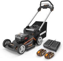 Load image into Gallery viewer, Pack Pro+ Tondeuse à Gazon 40V 460m² + Coupe-Bordures 20V + 2 Batteries 4Ah et 1 Batterie 2Ah + Chargeur Double et Chargeur Simple (Idéal pour l'Entretien du Jardin)
