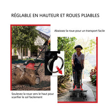 Load image into Gallery viewer, Motobineuse Motoculteur Électrique 1500W Profondeur Travail 22CM Largeur 43CM avec Poignée Pliable Roues Réglables 6 Lames -