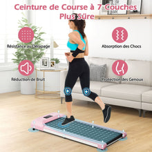 Load image into Gallery viewer, Tapis de Course Mince Tapis de Jogging avec Capacit de 120 Kg Tlcommande et cran Led Inclinable  Roulettes Tapis de Course  Glisser Gris/Noir/Rose -