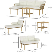 Load image into Gallery viewer, Outsunny Salon de Jardin Exterieur 4 Personnes 3 pièces avec 1 Table Basse Coussins Grand Confort Inclus résine tressée crème