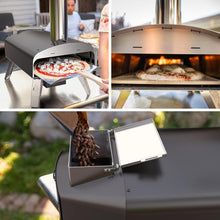 Load image into Gallery viewer, Mimiuo Four à Pizza Noir au Charbon de Bois pellets, Four à Bois Premium pour Jardin avec système de Rotation Automatique, avec Pelle et Pierre à Pizza (Tisserie W-Oven Series)