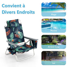 Load image into Gallery viewer, Lot de 2 Chaises de Camping Plage Pliante Table Enroulable en Aluminium Appui-tête Dossier Réglable à 5 Positions 6 Couleurs au Choix -
