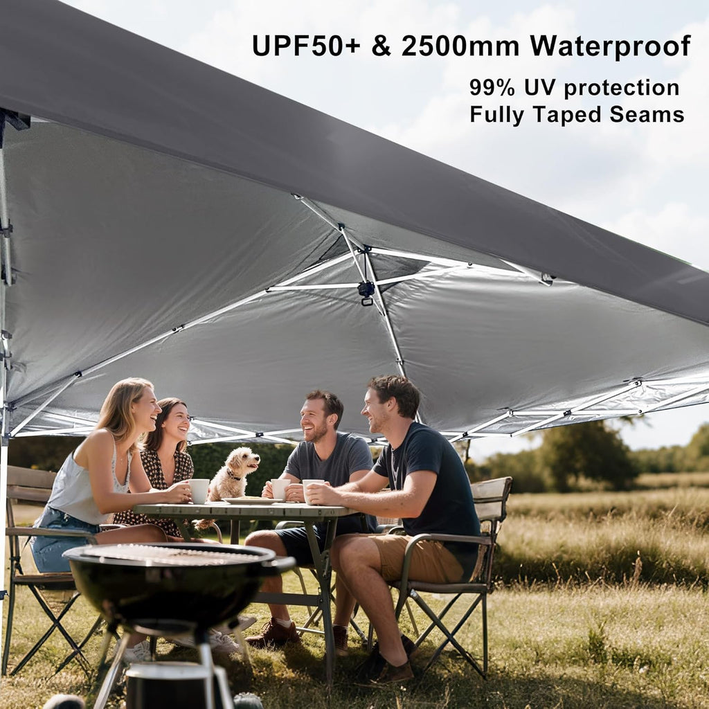 Origem Tonnelle Pliante 3x3 Imperméable & 2,5 x 2,5m & 3x6m avec Parois Latérales, Barnum Montage en Un Geste & Sac de Rangement à roulettes, Tonnelle de Jardin Exterieur, Idéal pour Camping
