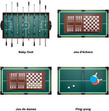 Load image into Gallery viewer, shelfmade Table de Jeux Multifonction, Baby Foot Enfant, Mini Baby Foot Bois, Billard Convertible, Mini Table de Ping Pong - Table multijeux Adulte - 10 Jeux en 1