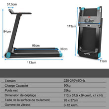 Load image into Gallery viewer, Tapis de course electrique tapis de fitness pliable pour maison avec application de contrle bleu 20_0009499 -