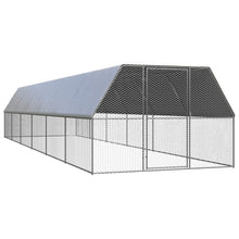Load image into Gallery viewer, Poulailler d'extérieur 3 x 12 x 2 m acier galvanisé toit en PE 02_0001693 -