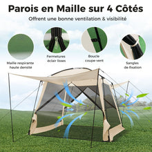 Load image into Gallery viewer, Tente de Camping pour 8-10 Personnes Tente D么me avec Vestibule et Moustiquaire Porte Zippe Tente Portable avec Sac de Transport 300x300x250cm Beige -